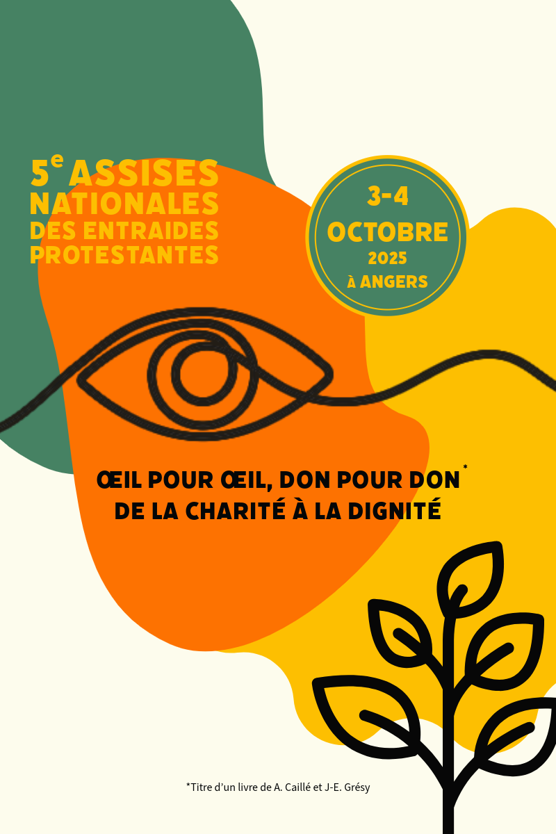 affiche des 5e assises des entraides avec un oeil et un arbre