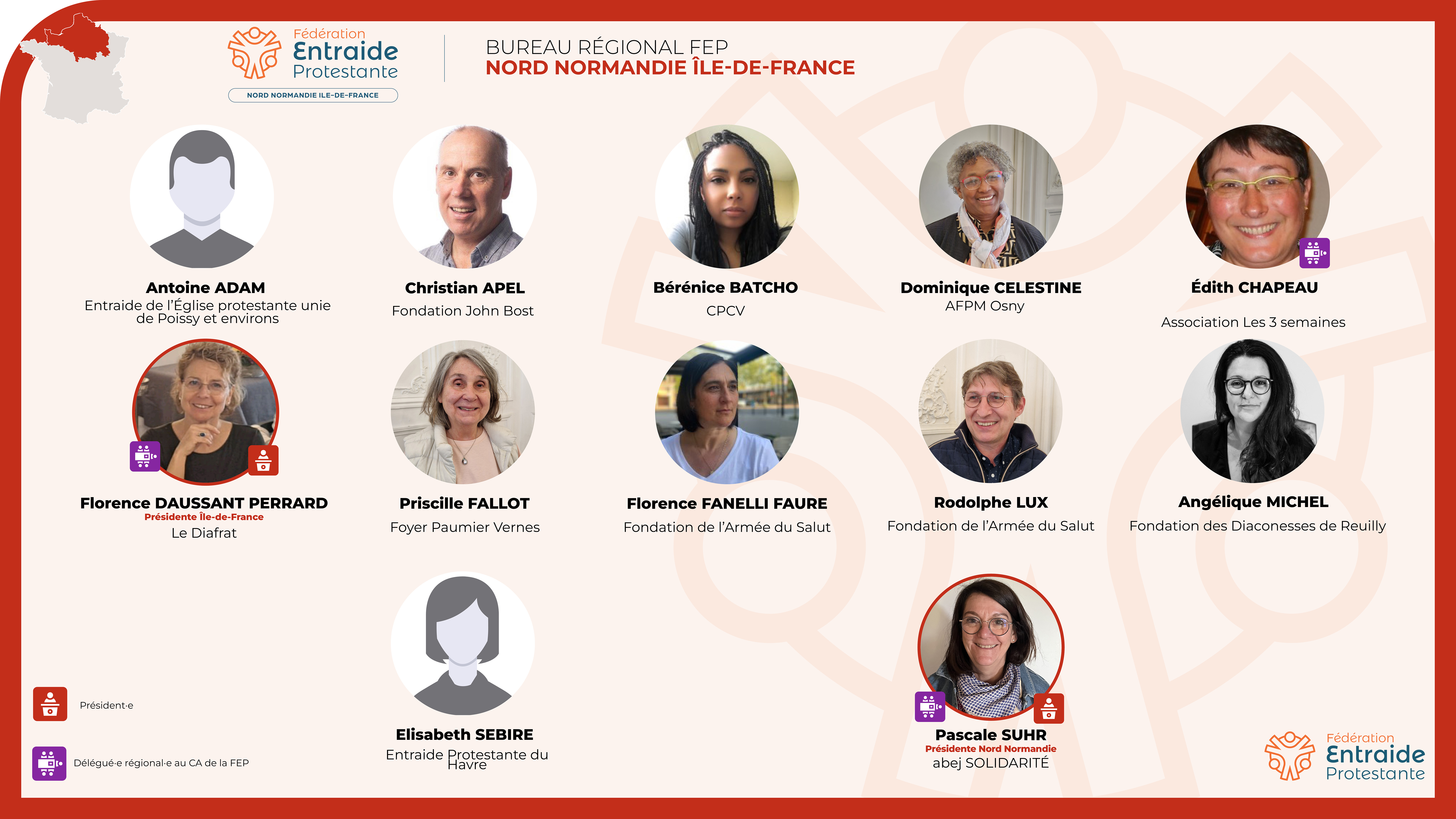 Trombinoscope du bureau régional FEP Nord Normandie Ile de France