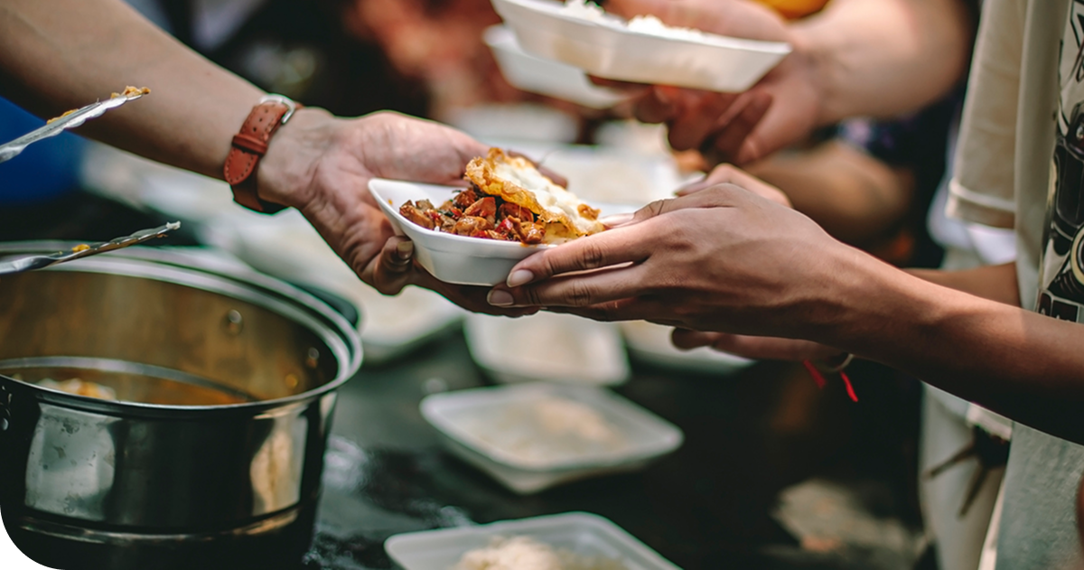 Repas dans un centre d'accueil